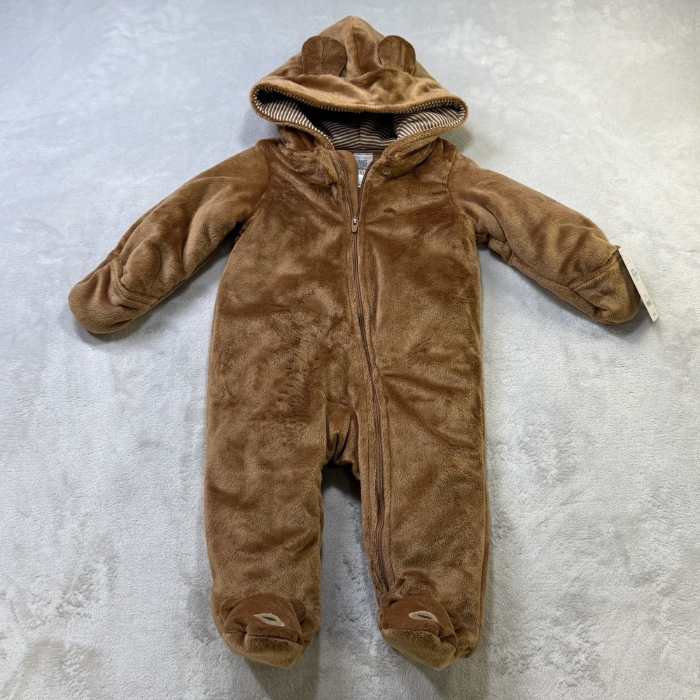 Just One You Carter's Baby Bear Pram Bunting 6M Brown Plush Hooded NWT